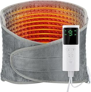 Electric Heating Pad for Pain Relief, Waist Heated Pad with LCD Controller, 9 Heating Levels, 4 Gears Timing, Soft Touch, Fast Heating & Machine Washable, Great for Back Belly Leg Body-12"x50"