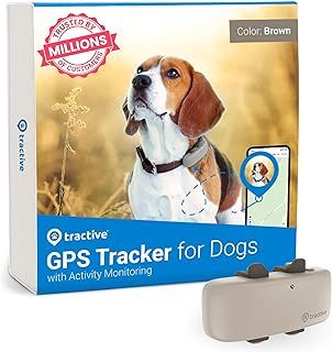 tractive GPS Dog Tracker, Market leader, Worldwide real-time location tracking, Escape Alerts, Monitor Activity & Get Health Alerts, Brown