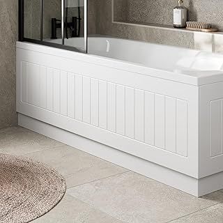 Tongue & Groove 1700mm Front Side MDF Bath Panel 16mm, Modern Wooden Panels for Bathroom Baths Soaking Tubs, Adjustable Plinth, Easy to Cut, White