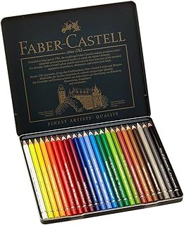 Faber-Castell Tin Of 24 Polychromos Blendable, Lightfast Drawing And Colouring Pencils For Artists, Beginners, Professionals, Students, Crafts, Colouring Books, Artwork, Soft Waterproof Oil Chalk Lead