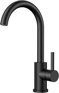 FORIOUS Kitchen Tap, Kitchen Sink Taps Mixer, 360 Swive Stainless Steel Monobloc 1 Hole with Single Lever, Ploished Chrome