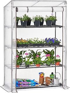 CHRISTOW 4 Tier Greenhouse Large Growhouse Reinforced PE Cover Outdoor Garden (H170cm x W120cm x D50cm)