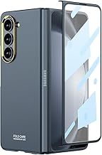 Case Compatible with Samsung Galaxy Z Fold 5 Case, Z Fold 5 Tempered Glass Screen Protector Case, Hard PC Slim Shockproof Frosted Shell Anti-Fingerprint Protective Cover for Z Fold 5-Green