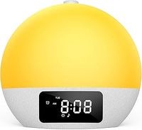 Wake-up Light, Sunrise/Sunset Alarm Clock, 9Min Snooze, Bedroom Night Lamp, 25 Soothing Sounds with 16 Volumes, Weekday/Weekend Dual Alarms, Child/Adult Alarm, Adjustable BT Party/Gathering Lamp