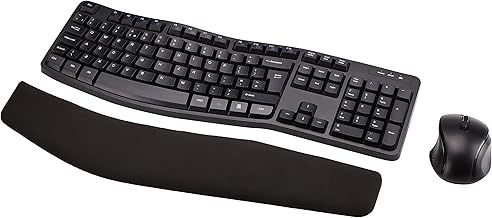 Amazon Basics Ergonomic Wireless Keyboard Mouse Combo UK layout, black