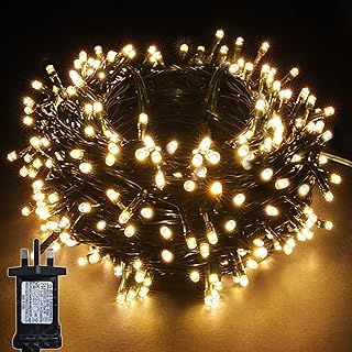 40M LED String Fairy Lights On Dark Green Cable with Various Light Effects, Ideal for Christmas Tree, Xmas, Party,Wedding,ETC (Warm White,400 LEDs)