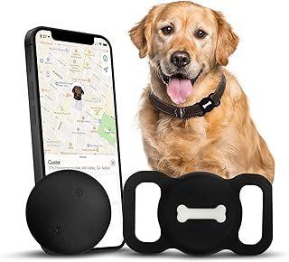 Dog Tracker, Pet Tracker with Dog Collar Tracker Holder, Dog Tracker with No Monthly Fees for Location Tracking, Work with Find My (iOS Only), Not GPS Tracker (Black)