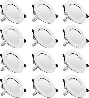 Tofisr LED recessed Ceiling Light, 7W Downlights 700LM Warm White Light 2700K, Round Aluminum Metal Spotlights 230V, Cut Φ75-95mm, for Living Room Bedroom Kitchen, Pack 12