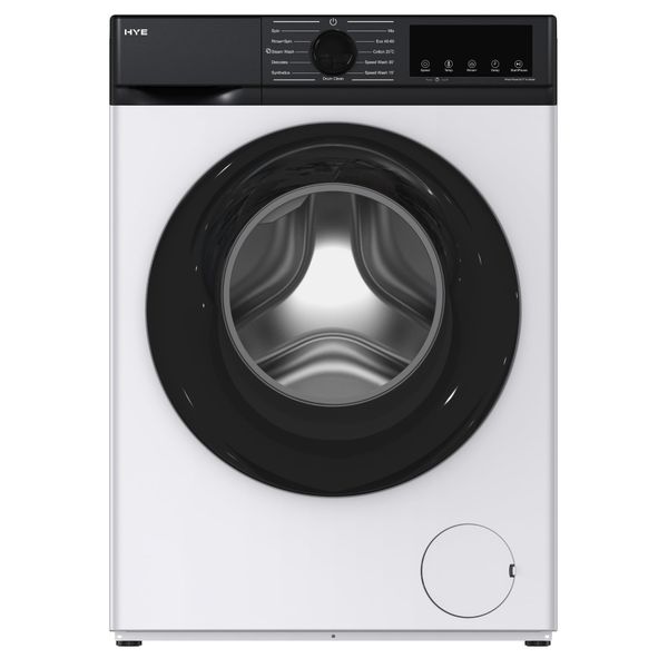 HYE 8kg Washing Machine, 1400rpm Freestanding Washer - White, A Rated, Slimline 45cm Depth, 11 Wash Programmes, Steam Wash, Eco 40-60, Express 15, Drum Clean, LED Display - Ideal for Small Homes