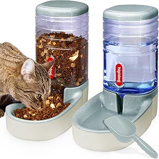 Automatic Pet Feeder Small&Medium Pets Automatic Food Feeder and Waterer Set 3.8L, Travel Supply Feeder and Water Dispenser for Dogs Cats Pets Animals