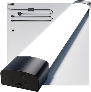 6000k Led Batten Light, 4FT, 36W Plug in Ceiling Light, IP65 Led Ceiling Strip Lights for Garage, Office, Bedroom, Living Room, Wall, Kitchen, Shed, Outdoor (Black)