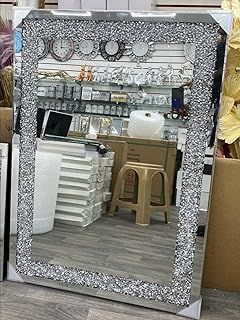 104X74Cm Large Jewel Wall Mirror Loose Diamante New Crystal Rectangular Mirror Room Decoration Ideas New Eye Catching Design