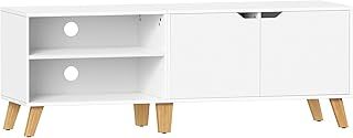 VASAGLE LTV027T46 TV Unit, 140 cm Long with 2 Doors, Adjustable Shelf, for TVs up to 65 inches, Living Room, Dining Room and Bedroom, White