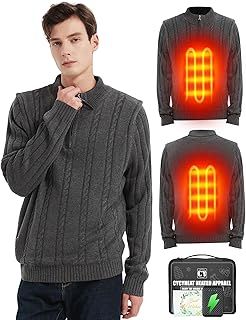 CYCYHEAT Heated Jumper Jacket Gilet for Men and Women, 7.4V Lightweight Heated Sweater Coat with 10000mAh Battery