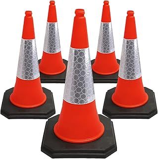 Street Solutions - 5 x 750mm Tall Traffic Cones with High-Quality Reflective Sleeve for Indoor and Outdoor Usage, Self Weighted Cones are Manufactured in The UK