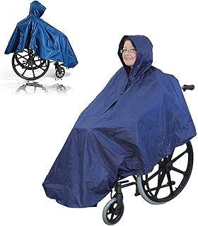 SXHHBB Windproof Wheelchair Cover, Wheelchair Rain Poncho Coat Adult Elderly Seniors Wheelchair Cape Poncho Cover Soft Hooded Wheelchair Rain Coat, blue