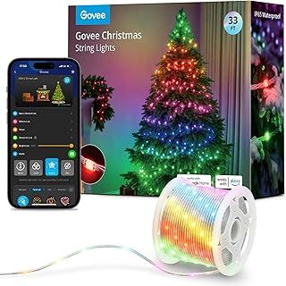 Govee Christmas String Lights, Christmas Decorations Indoor, 10M RGBIC Indoor Lights with 100 LED Lights, App Control with 125+ Dynamic Scene Modes, IP65 Waterproof, Sync with Music, Alexa Compability