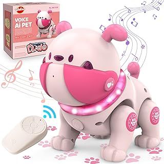 Robot Pet Dog Toy for Toddlers Baby - Remote Control Robot Toy Puppy with LED, Gag Dog Toy Voice Rocording & Changing, Farting Touch Reaction, Dancing and Walking RC Robot for Kids Girls Boys