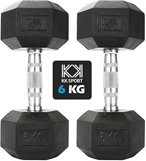KK Hex Dumbbell Set - Dumbbell Weights For Weight Training - Hex Dumbbells Set With Rubber-Coated Heads, Stainless-Steel Core & Knurled Chrome Handle - At Home Or Gym Equipment For Weight Lifting