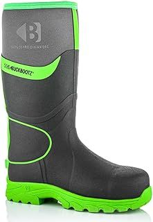 Buckbootz BUCKLER BBZ8000 GREEN SAFETY REFLECTIVE FULL SAFETY WELLINGTON BOOT ANKLE PROTECTION & SUPPORT WATERPROOF METAL FREE
