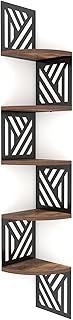 Vasemouh Five-Tier Wooden Corner Shelf,Geometric Shapes Corner Shelves for Wall, Floating Corner Shelf and Bookcase, Living Room Bedroom Bathroom Corner Shelves（7.67x7.67x0.6in）.