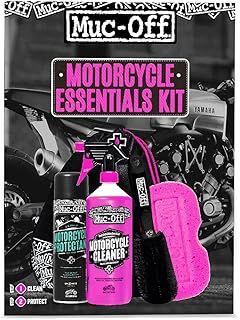 Muc-Off Motorcycle Essentials Kit - Motorbike Cleaning Kit, Motorbike Accessories for Cleaning - Includes Motorcycle Cleaner and Protection Spray