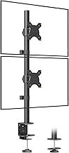 BONTEC Dual Monitor Stand - Vertical Arm for 13-34 Inch Screens, Supports 10kg, Full Motion Adjustability, Two Installation Options and Integrated Cable Management