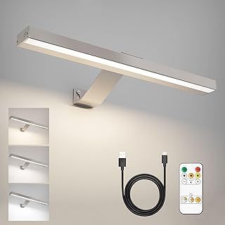 Picture Light for Wall Brushed Nickel, 5000mAh Battery Operated Wall Lights with Remote, Magnetic Rechargeable Lamp Dimmable & 3 Color Temps, Display Lamp for Dartboard Frame Gallery