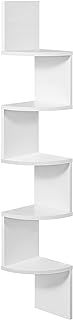 VASAGLE LBC20WT Corner Shelf, Wall Shelf, Zigzag Shaped Shelf, Bookcase, White