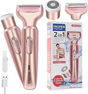 Electric Razors for Women, Electric Shaver for Women, Painless 2 in 1 Hair Trimmer for Face Eyebrow Mustache Beard Arm Leg Armpit Bikini, Cordless Portable Rechargeable Hair Clipper Wet & Dry