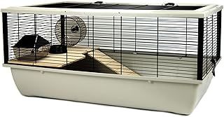 Grosvenor Rat and Hamster Cage with Wooden Shelf and Ladder, Large, 77 x 47 x 36 cm, Silver/ Black