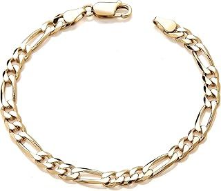 9ct Yellow Gold on Silver Ladies FIGARO Curb Bracelet - 7.5 inch