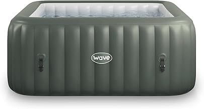 Wave Atlantic 4-Person Inflatable Hot Tub | Integrated Eco Heater | 110 Aquajet Massage System | Anti-Freeze Protection | Quick 15-Minute Setup | Dark Grey