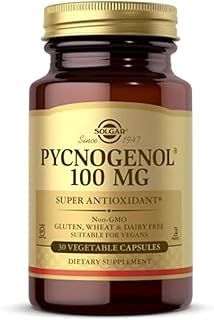 Solgar Pycnogenol 100mg - Derived from Pine Bark - Works Combined with Vitamins C & E - Vegan - 30 Vegetable Capsules, Brown