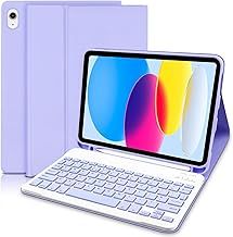 Keyboard case for ipad 10th Generation 2022/A16 11th Generation inch 2025(10.9/11 Inch), UK Layout Detachable Wireless Bluetooth Keyboard Case for ipad 11/10 Gen-Purple