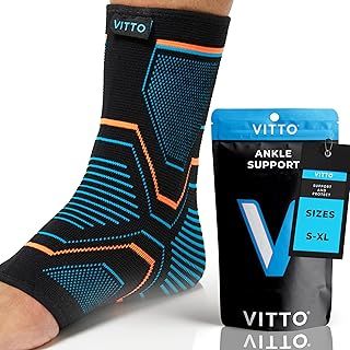 VITTO Ankle Support for Sprained Ankle, Arthritis, Joint Pain, Strains, Ankle Injury, Recovery, Rehab, Sports, Basketball - Multi Zone Compression Sleeve (L)