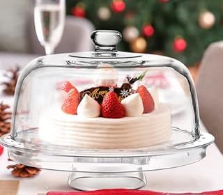 Modern 6 IN 1 Design Multifunctional Cake Stand & Dome Plastic Cover Multi Purpose Salad Bowl | Quality Products by Denny International®
