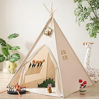 Tiny Land Teepee Tent for Children with Lights & Campfire, Toy & Carry Bag, Washable Children's Tent for Indoors, Children's Room, Play Tent for Girls & Boys, Toy for 3~5 Years