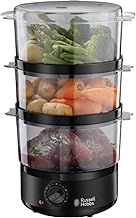 Russell Hobbs 3 Tier Electric Food Steamer, 7L, Dishwasher safe BPA free baskets, Stackable baskets for easy storage, Rice bowl inc, 60 min timer, Healthy eating, Energy saving, 400W, 26530