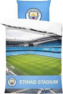FOCO Officially Licensed Manchester City FC Football Stadium Digital Print Single Duvet & Pillow Case Set