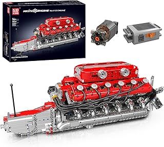 Mould King 10169 V12 Engine Building Block Sets, V12 Engine Model Kit That Runs, MOC Engineering Model Building Kit with Battery and Motor, 3472 PCS STEM Engineering Building Blocks for Adults
