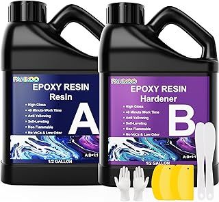 Epoxy Resin Kit- 16oz/474ml Crystal Clear Resins and Hardener Kit, Bubble Free Casting Coating for River Table Tops, Art Casting Resin, Jewelry Making, DIY, Molds, Easy Mix 1:1 Ratio(16oz)