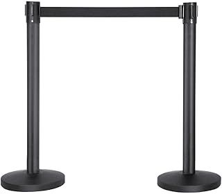 Yaheetech Heavy Duty Retractable Crowd Control Barriers Queue Control Post Rope Barriers Safety Queuing Stanchion Post 2m Belt Black