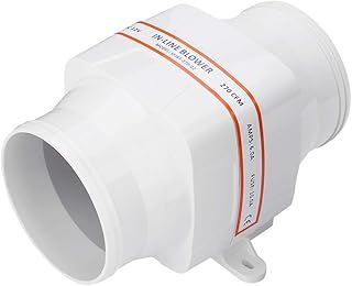 Cocoarm Marine Blower, In Line Marine Bilge Air Blower Mute Strong Ventilation Fan for Yacht Caravan 4'' White 12V
