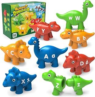Learning Toys for 2 3 4 Year Olds Gifts, Educational Toys for Boys & Girls, Dinosaur Matching Letters Game Color Sorting Toys, Montessori for 3-5 Year Olds