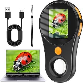 2MP Digital Microscope, 500X Pocket Microscope for Kids, 2.0‘’ IPS Pocket Kids Microscope, 3-Level LED Lights, 600mAH Rechargeable Handheld Mini Microscope, Compatible with Windows, Mac OS