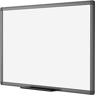VIZ-PRO Magnetic Drywipe Whiteboard 90 x 60 cm, Dry Erase White Board with Black Aluminium Frame and Pen Tray