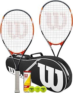 Wilson Matchpoint Tennis Racket Twin Set With Wilson Advantage Racket Bag and 3 Championship Tennis Balls