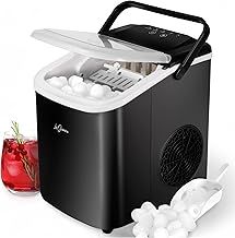 Countertop Ice Maker - 1.1L Electric Ice Machine, 9 Cubes Ready in 6 Mins, 8-10kg/24h, Self-Cleaning, Portable Ice Cube Maker w/Tray & Scooper, for Home & All Spaces, Clear & Large Ice Cubes