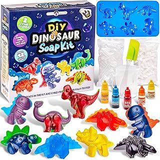 Original Stationery Dinosaur Soap Making Kit - Make Your Own Soap with Dino Molds & Ink Colours, Fun Science Kit for Kids Age 8-12 & Gift for Xmas